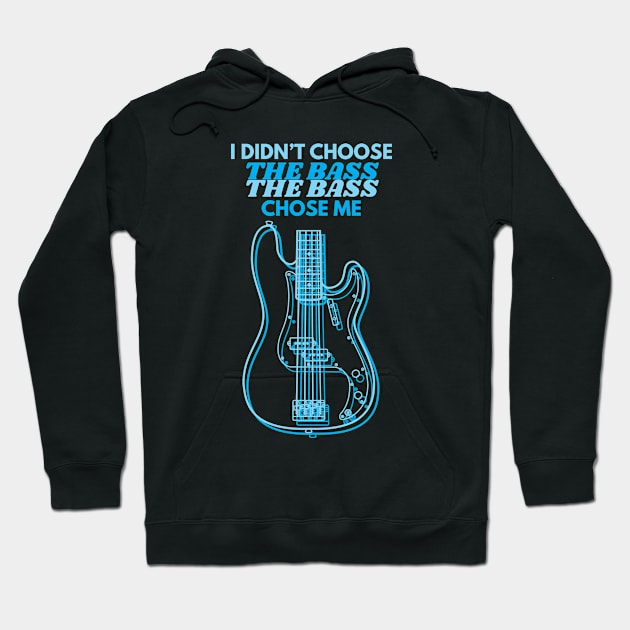 I Didn't Choose The Bass P-Style Bass Guitar Body Outline Hoodie by nightsworthy